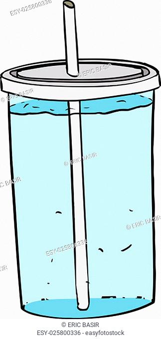 Single isolated cup of seltzer water illustration