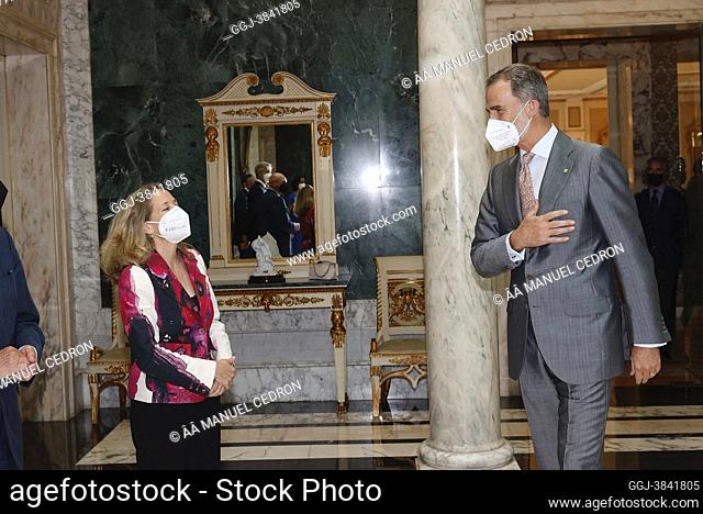King Felipe VI of Spain attends lunch after Mobile World Congress 2021 opening at Albeniz Palace on June 28, 2021 in Barcelona, Spain