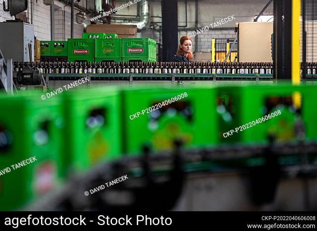 Bottling line for beer in the Primator brewery in Nachod, Czech Republic, April 6, 2022. This year, the Primator brewery commemorates 150 years since its...