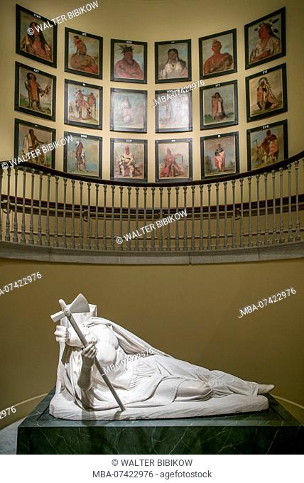 USA, District of Columbia, Washington, Reynolds Center for American Art, National Portrait Gallery, sculpture of The Dying Tecumseh by Ferdinand Pettrick