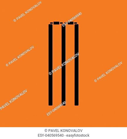 Cricket wicket icon. Orange background with black. Vector illustration