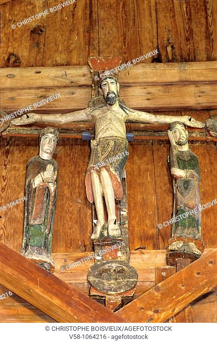 Norway, Sogn og Fjordane, World Heritage Site, Urnes Stave Church 11th Century, Wooden Crucifix
