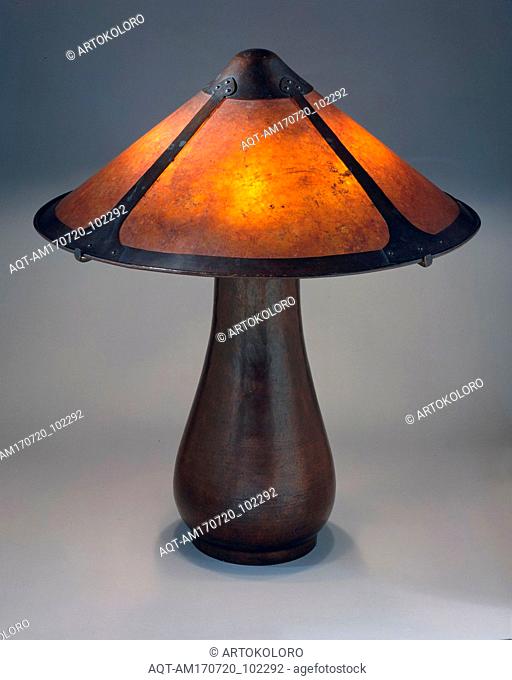 Lamp, ca. 1912â€“15, Made in San Francisco, California, United States, American, Copper base, mica and copper shade, H. 26 in. (66 cm); Diam. 23 in