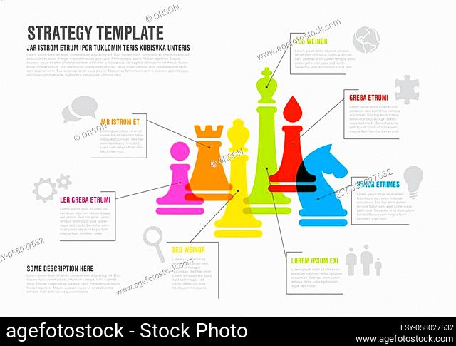 Vector business strategy infographic template with colorful chess figures