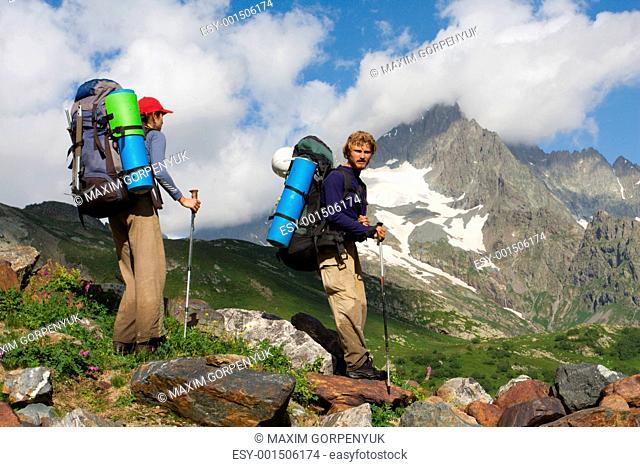 Couple of mountain-climbers