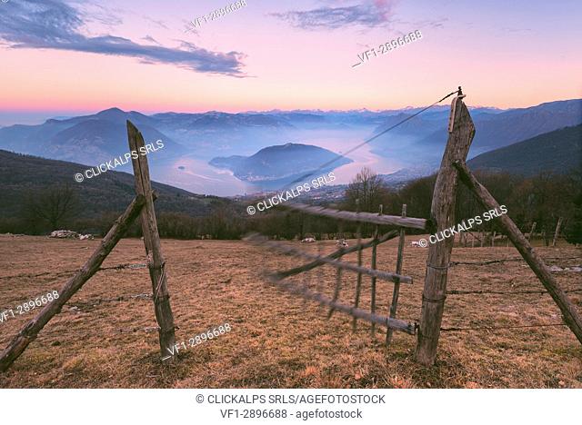 Iseo lake at dawn, Brescia province, Lombardy district, Italy, Europe