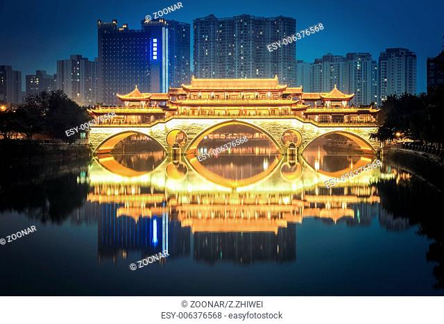 anshun bridge in chengdu at night