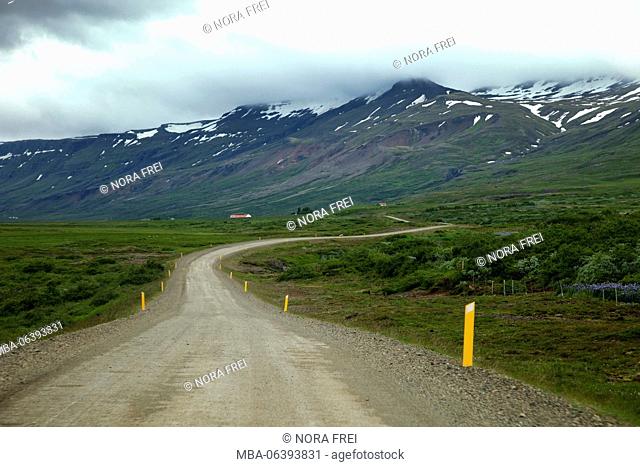 Mountain, street, Iceland, scenery