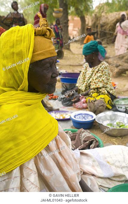 Women in market, Segou, Segoukoro (old Segou), Mali