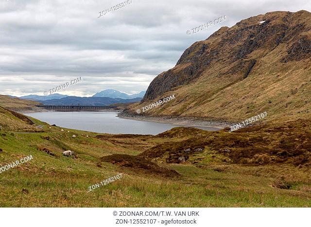 Lochan reservoir in Scottish Trossachs near Loch Tay and Ben Lawers