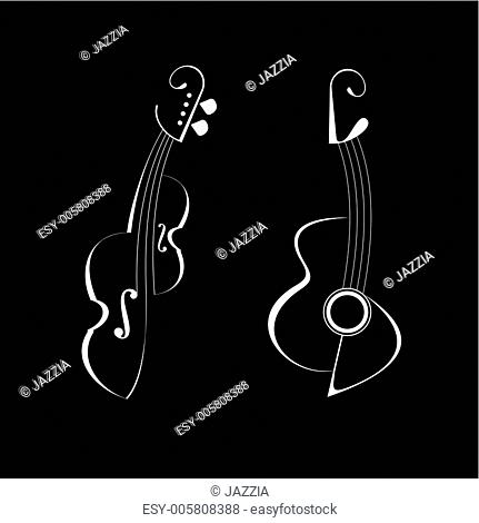 Guitar and Violin - vector icons
