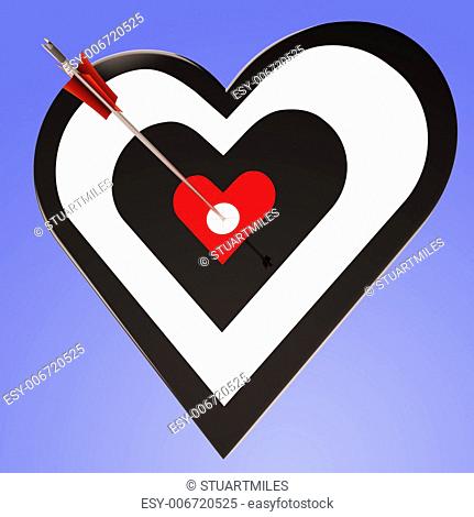 Heart Target Showing Winning Perfect Sweetheart On Valentine Day
