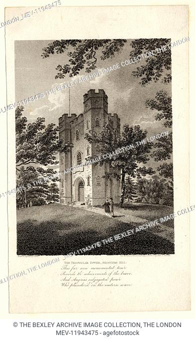 View of Severndroog Castle, Shooter's Hill. Two figures in foreground. Drawn and engraved by J.Storer, published in 'Views Illustrative of the Works of Robert...