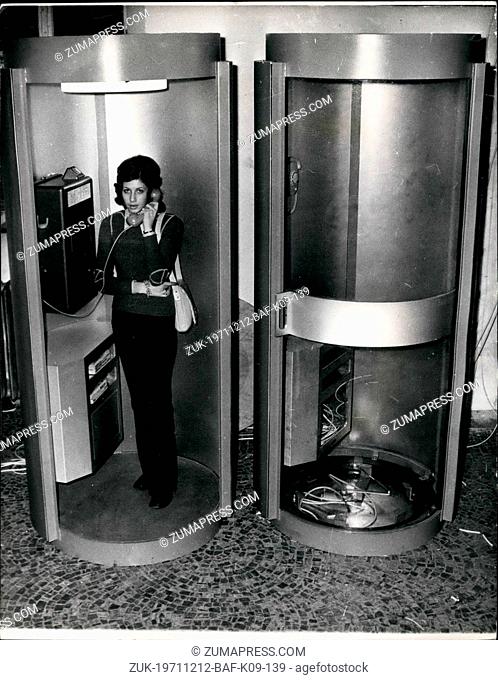 Dec. 12, 1971 - New Type Of Telephone Kiosks For Munich Olympic Site: Especially designed - the Federal Post Office are installing this new type of telephone...