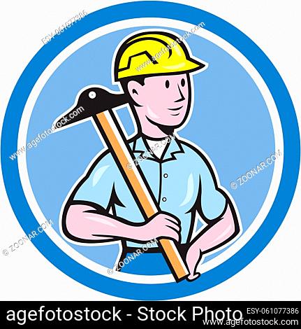Illustration of an engineer architect draftsman standing holding t-square on shoulder looking to the side set inside circle on isolated background done in...