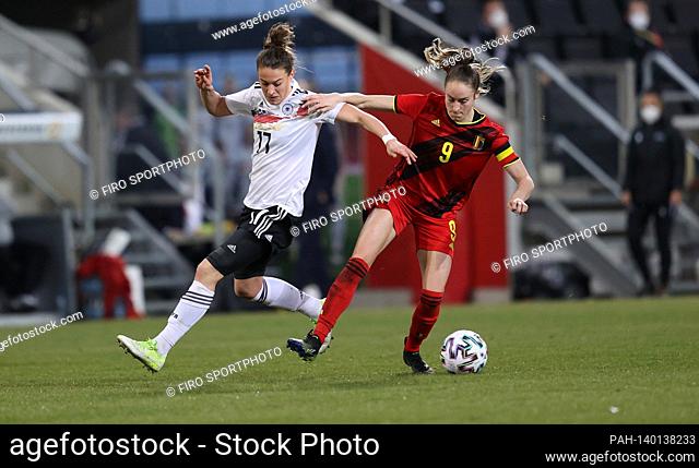 firo: 02/21/2021 Fuvuball: Soccer: Lv§nderspiel women, ladies friendly game national team Germany - Belgium. duels, Felicitas Rauch