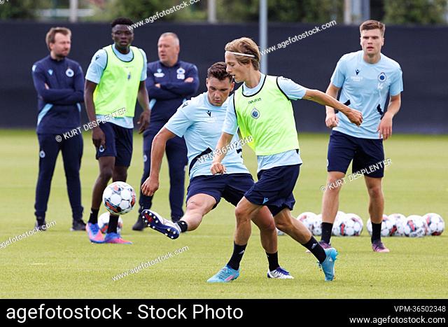 Club's Ferran Jutgla pictured in action during a training session ahead of the 2022-2023 season, of Belgian first division soccer team Club Brugge