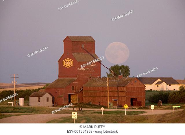 Grain Elevator Spring Valley Saskatchewan and Full Moon