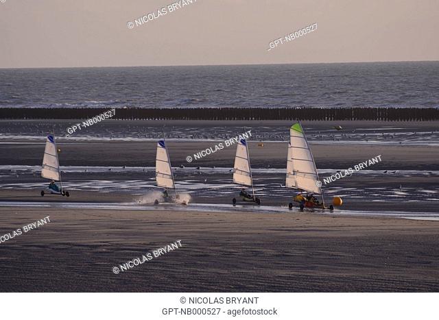 SAND YACHTS IN QUEND-PLAGE AND FORT-MAHON, SOMME (80), PICARDIE, FRANCE