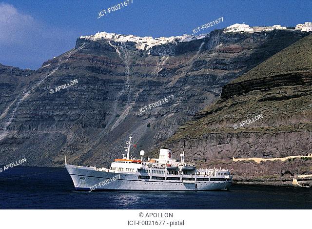 Greece, Cyclades, Santorini, ferry boat