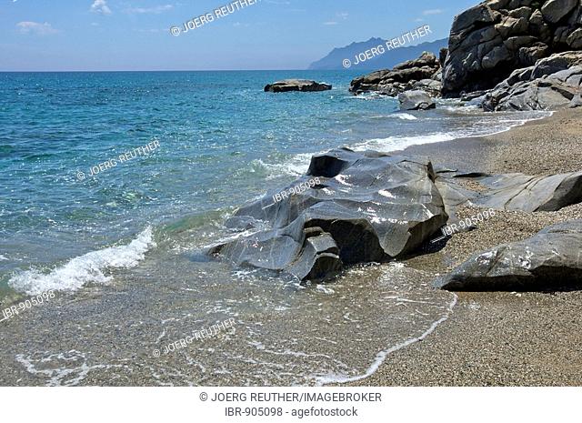 Granite rocks on the beach of Barisardo, Sardinia, Italy, Europe