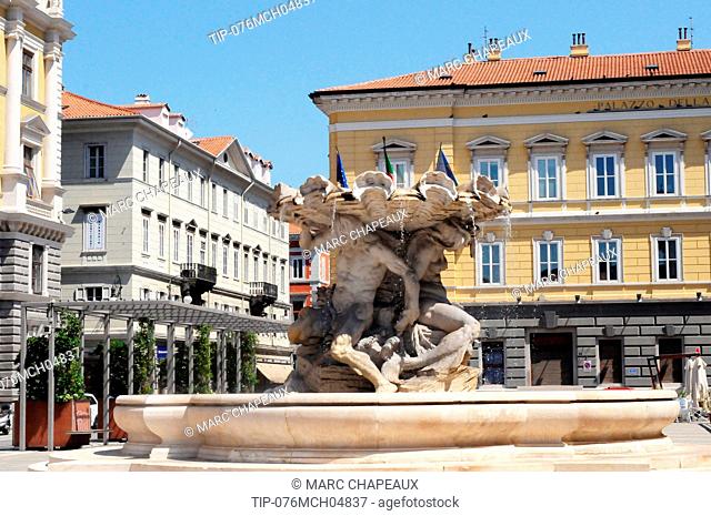 Italy, Friuli Venezia Giulia, Trieste, Vittorio Veneto Square, The Triton Fountain