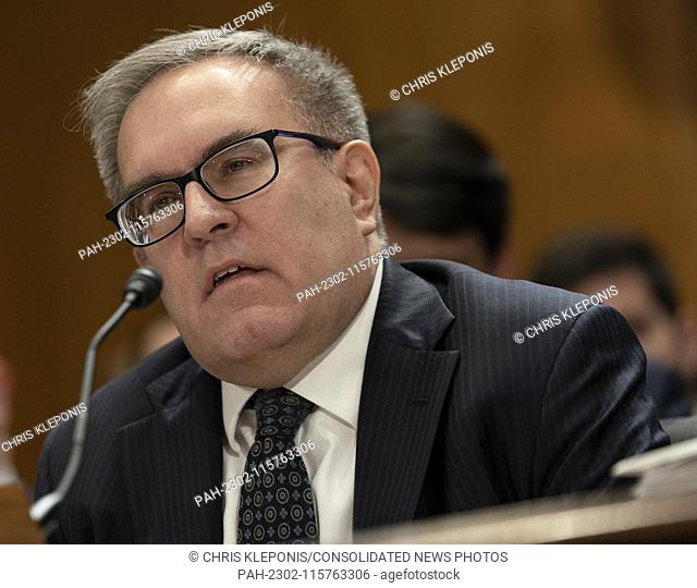Andrew Wheeler participates in his hearing held by the United States Senate Committee on Environment and Public Works to be Administrator of the Environmental...