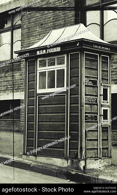 One of the police Call Boxes recently erected in the Darlinghurst area, for official and public use. March 16, 1931