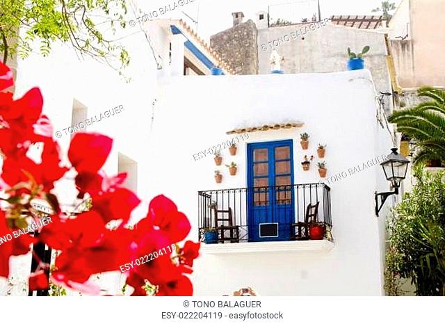 Ibiza white island architecture corner bougainvilleas