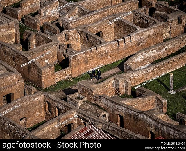 Aerial view during the helicopter operation of the Carabinieri Command for the Protection of Cultural Heritage in collaboration with the Superintendence of...