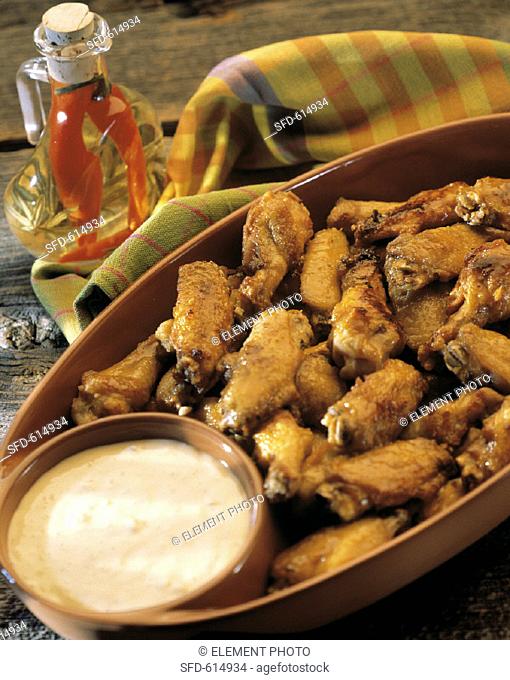 Buffalo Wings in a Serving Bowl, Dip