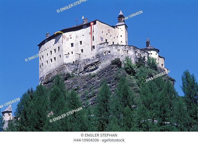 Switzerland, Europe, Tarasp, summer, castle, lock, traditionally, mountain, mountains