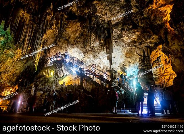 Interior of Natural Cave in Andalusia, Spain -- Inside the Cuevas de Nerja are a variety of geologic cave formations