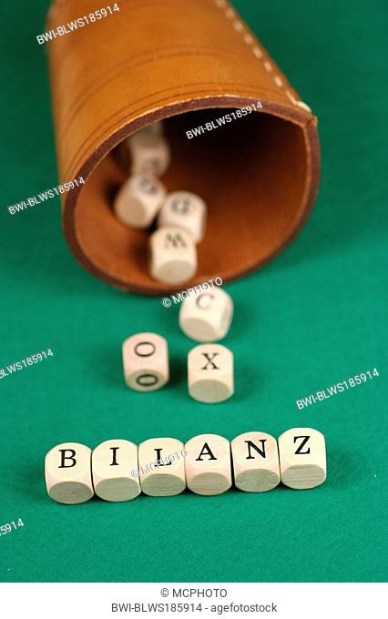'Bilanz' set by letter dice