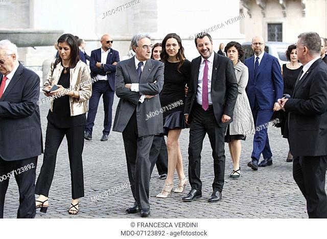 The Deputy Prime Minister of Italy Matteo Salvini and his girlfriend Francesca Verdini during the concert for the Republic Day and the welcome in the Quirinale...