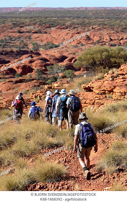 Bushwalkers on Giles Track, Watarrka National Park, Central Australia