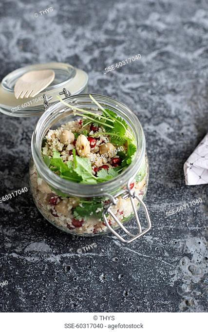 Cauliflower, chickpea and pomegranate tabbouleh