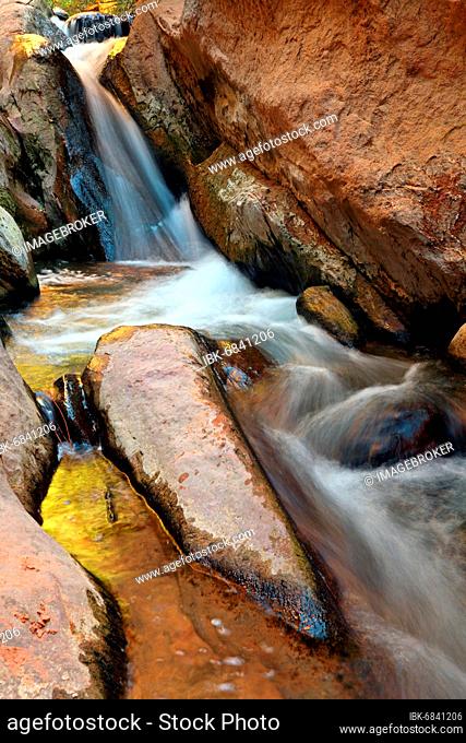 Waterfall at the Upper Subway of Left Fork Creek, Zion National Park, UT, USA, North America