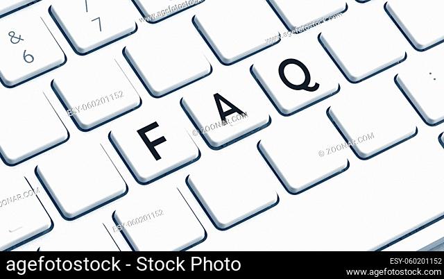 FAQ or Frequently Asked Questions word on modern computer Keyboard