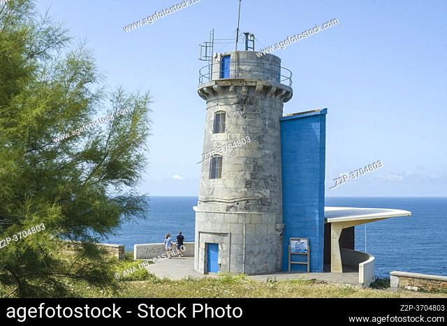Matxitxako Machichaco Cape observation tower and lighthouse over the Cantabric sea Bermeo Vizcaya Basque country Spain