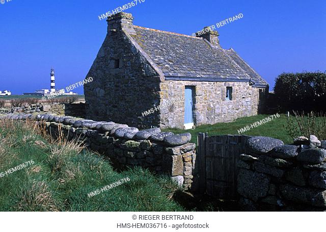 France, Finistère (29), Ouessant island, traditional house close to the Creac'h lighthouse
