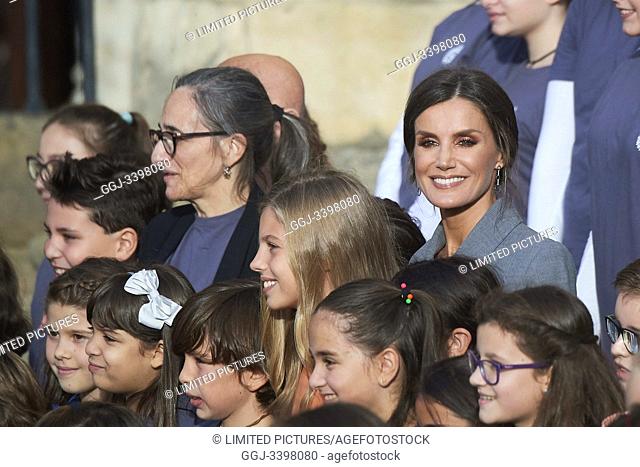 Queen Letizia of Spain, Princess Sofia arrived to Alfonso II Square (Cathedral's Square) for Princesa de Asturias Awards 2019 on October 17, 2019 in Oviedo