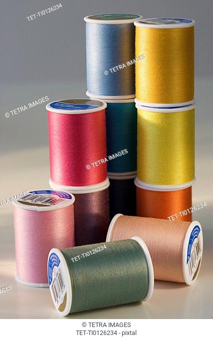 Close up of assorted thread