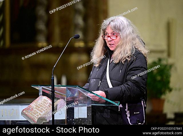 Sylvie Wittmannova for the liberal Jewish community of Beit Simchat attends the Joint prayer of Christians, Jews and Muslims for peace in Holy Land