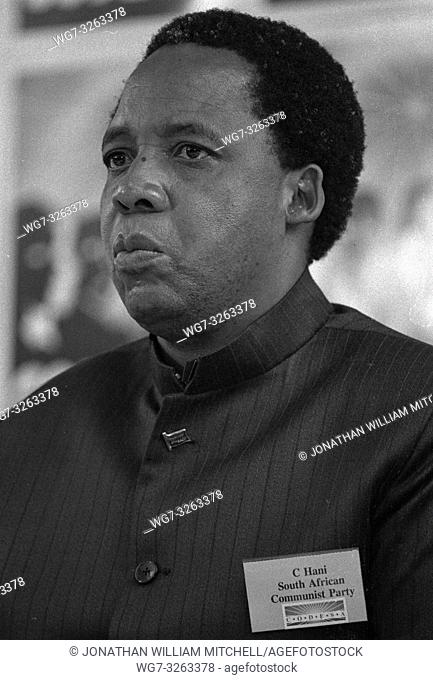 SOUTH AFRICA Johannesburg -- 21 Dec 1991 -- SACP ( South African Communist Party ) politican Chris Hani at the CODESA meeting at Kempton Park in Johannesburg...