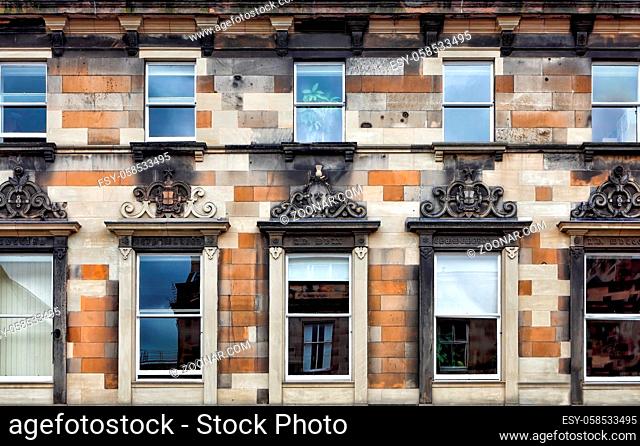 Facade of town house located in the Old Town of Edinburgh city