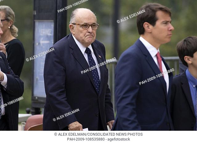 Lawyer for United States President Donald J. Trump, Rudy Giuliani, arrives prior to a funeral service for late Senator John McCain, Republican of Arizona