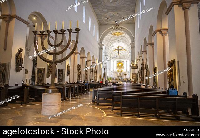 Interior with altar, St. Kilian's Cathedral, St. Kilian's Cathedral, Würzburg, Franconia, Bavaria, Germany, Europe