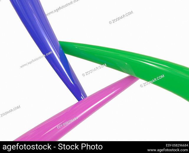 3d abstract tooth pipes connection intersection. 3d render