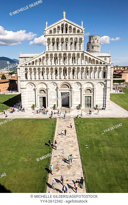 Pisa Cathedral facade, Duomo, Piazza dei Miracoli, Pisa, Tuscany, Italy